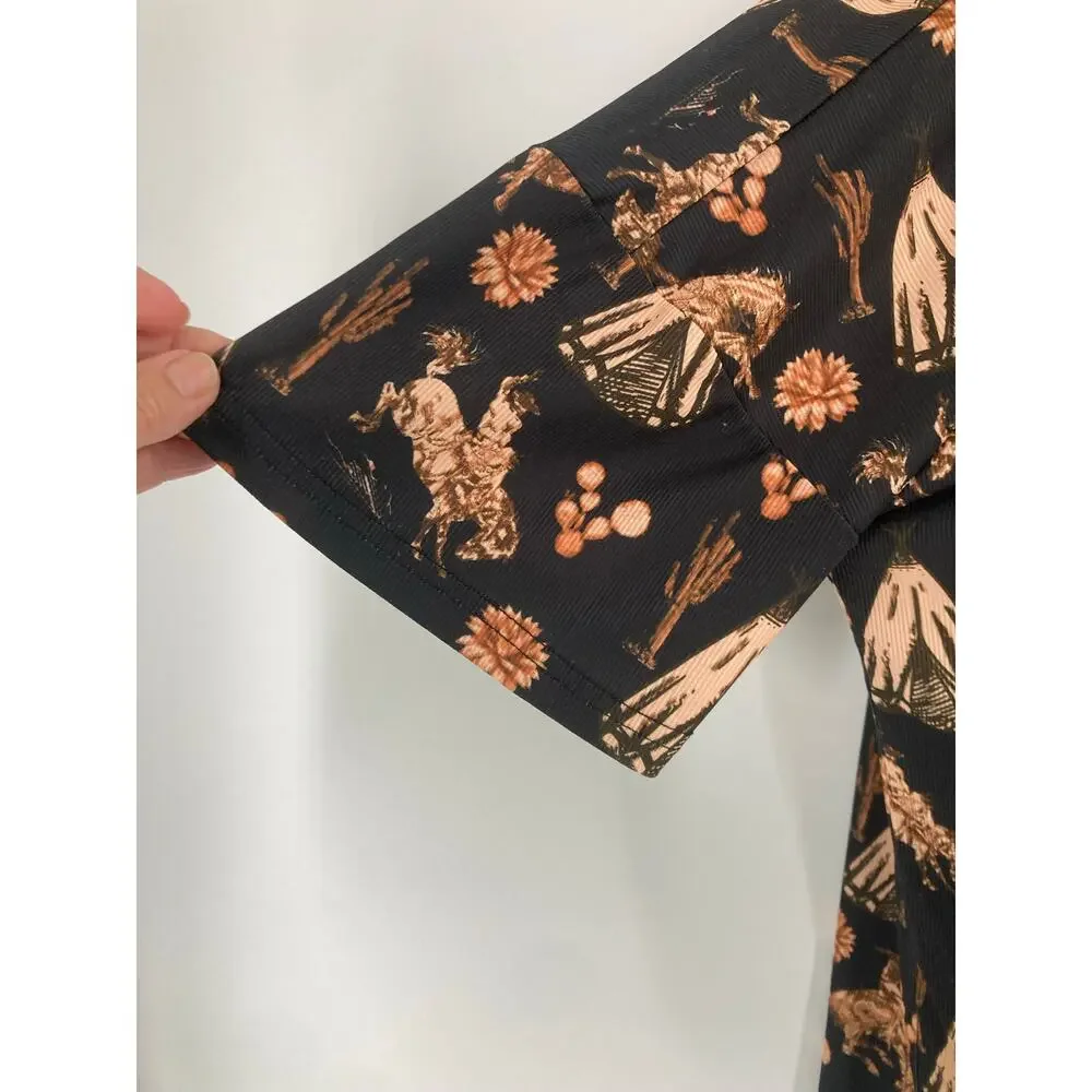 Sterling Kreek Not My First Rodeo Western Print One Shoulder Blouse Women’s 2X - Picture 4 of 9